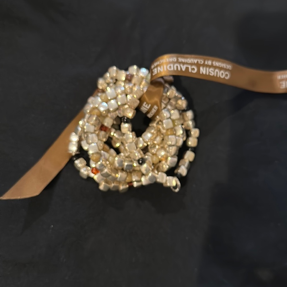 Cousin Claudine silver beaded bracelet set.  10 pieces.